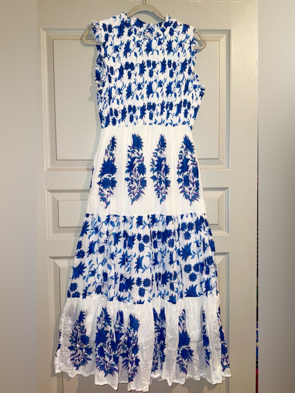 OLIPHANT SLEEVELESS SMOCKED MAXI- MARION BLUE. XXL - Picture 2 of 13